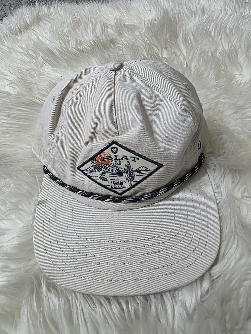 Ariat Beige Rope-Accent Baseball Cap